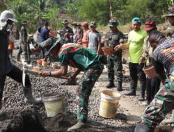 TMMD 118 Kodim 0613 Ciamis, Bangun Rabat Beton Jalan Mencapai 45%.
