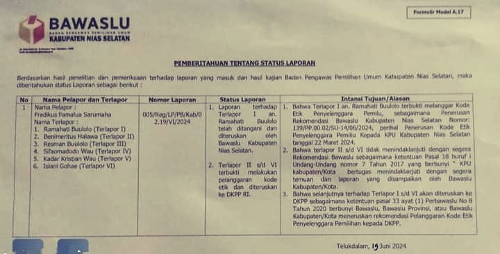 Munculnya Bandrol Terhadap KPU Nias Selatan Saat Rekrut Badan Adhoc Pilkada 2024