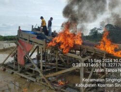 Geram Melihat Kegiatan Ilegal, Kapolsek Singingi Hilir Musnahkan PETI di Wilkumnya