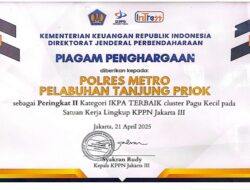Polres Pelabuhan Tanjung Priok Raih Penghargaan IKPA Terbaik Kedua Kategori Pagu Kecil dari Kementerian Keuangan RI