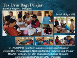 Mempersempit Peredaran Narkoba, BNN Kuansing Lakukan Tes Urine di SMAN 1 Pangean