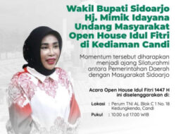Wabup Sidoarjo Hj. Mimik Idayana Gelar Open House Idul Fitri 1447 H Selama Tiga Hari