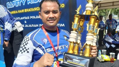 Satlantas Polres Gresik Berprestasi, Aiptu Bambang Juara 1 Safety Riding Hari Bhayangkara ke-80